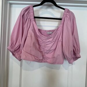 Abercrombie & Fitch Lavender Puff Sleeve Crop Top